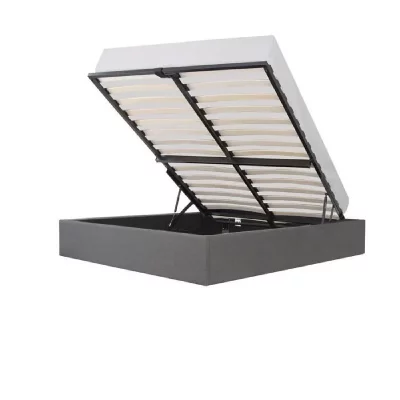ECLIPSE Lit adulte 160x200 cm + Coffre de rangement - Tissu gris clair 