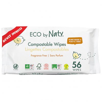 NATY Eco by  Babycare, Eco Baby Wipes Unscented, 56 Nappies