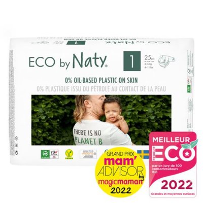 NATY Eco by  Couches &eacute;cologiques T1-2-5 kgs - Le Paquet de 25 couches