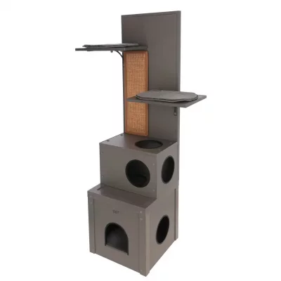 KERBL ECO Maison de jeu pour chat 42x42x152,5cm - Gris