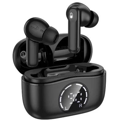 YONIS Ecouteurs Bluetooth Anc Enc R&eacute;duction De Bruit Sans Fil Autonomie 7h Noir Noir 