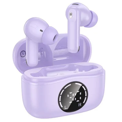 YONIS Ecouteurs Bluetooth Anc Enc R&eacute;duction De Bruit Sans Fil Autonomie 7h Noir Violet 2 