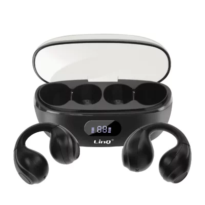 LINQ Ecouteurs Bluetooth Conduction A&eacute;rienne Sans Fil Design Clip On Micro Noir