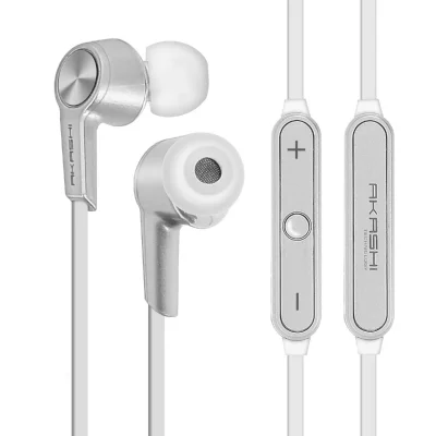 AKASHI Ecouteurs Bluetooth Intra-auriculaires Audio HD Argent