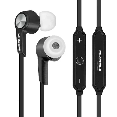 AKASHI Ecouteurs Bluetooth Intra-auriculaires Audio HD Noir