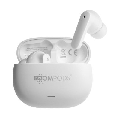 BOOMPODS Ecouteurs Bluetooth Sans Fil 5.3 ANC avec Mode Open-Ear pour Sport IPX4 Blanc