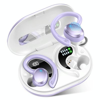 YONIS Ecouteurs Bluetooth Sans Fil Affichage Digital LED Violet
