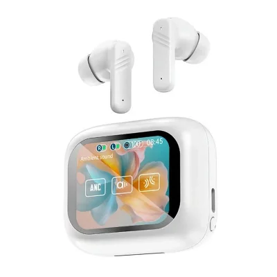 YONIS Ecouteurs Bluetooth Sans Fil Avec R&eacute;duction De Bruit Et &Eacute;cran Tactile Couleur Blanc 
