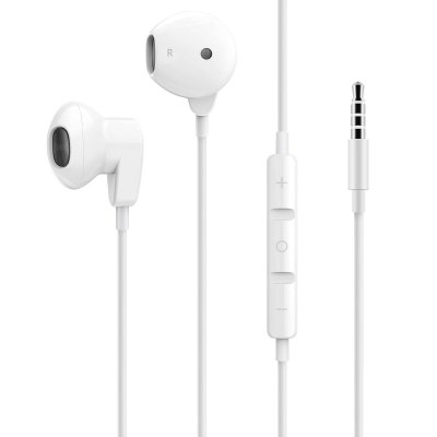 LINQ Ecouteurs Filaires Jack 3.5mm Microphone Fonction Kit Mains Libres Blanc