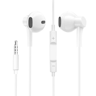 Ecouteurs Filaires Jack 3.5mm Son St&eacute;r&eacute;o T&eacute;l&eacute;commande Microphone Blanc