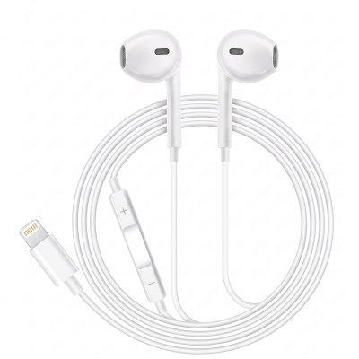 AVIZAR Ecouteurs Filaires Lightning avec Micro T&eacute;l&eacute;commande Blanc compatible iPhone XS