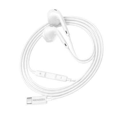 MAYAXESS Ecouteurs filaires  USB-C pour Galaxy S21 Ultra Blanc