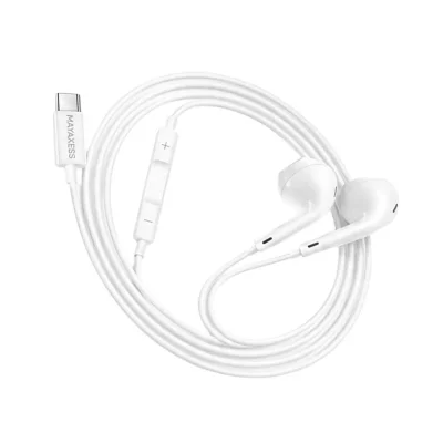 MAYAXESS Ecouteurs Filaires pour Galaxy S21 Plus USB-C avec Micro int&eacute;gr&eacute; Blanc