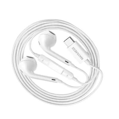 MAYAXESS Ecouteurs Filaires pour Galaxy Z Flip 4 USB-C avec Micro int&eacute;gr&eacute; Blanc