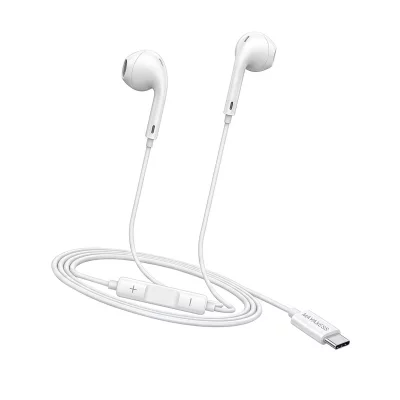 MAYAXESS Ecouteurs Filaires pour iPhone 15 Pro Max USB-C avec Micro int&eacute;gr&eacute; Blanc