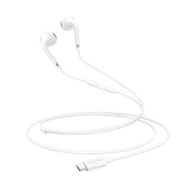 MAYAXESS Ecouteurs Filaires USB-C avec Micro int&eacute;gr&eacute; pour Fairphone 6 Blanc