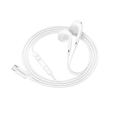 MAYAXESS Ecouteurs Filaires USB-C avec Micro int&eacute;gr&eacute; pour Galaxy S21 FE Blanc