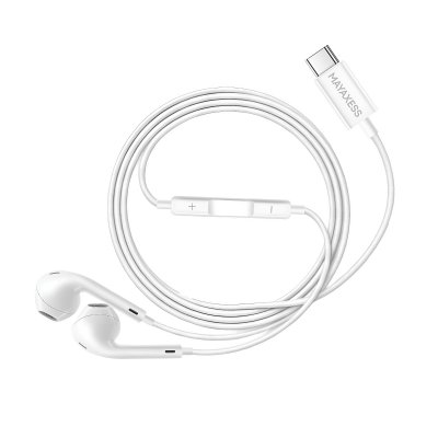 MAYAXESS Ecouteurs Filaires USB-C avec Micro int&eacute;gr&eacute; pour Honor Magic 8 Pro Blanc
