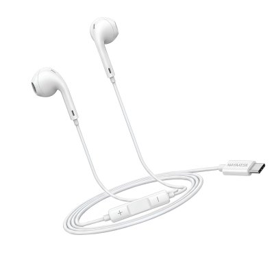 MAYAXESS Ecouteurs Filaires USB-C avec Micro int&eacute;gr&eacute; pour iPhone 16 / 16 Pro / 16 Pro Max / 16 Plus Blanc