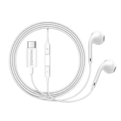 MAYAXESS Ecouteurs Filaires USB-C avec Micro int&eacute;gr&eacute; pour Pixel 6a Blanc