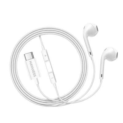 MAYAXESS Ecouteurs Filaires USB-C avec Micro int&eacute;gr&eacute; pour Pixel 7 Blanc
