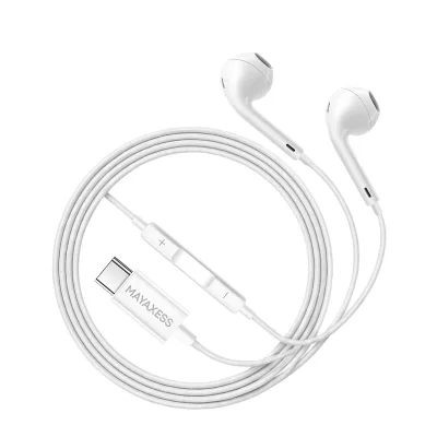 MAYAXESS Ecouteurs Filaires USB-C avec Micro int&eacute;gr&eacute; pour Pixel 8 Blanc