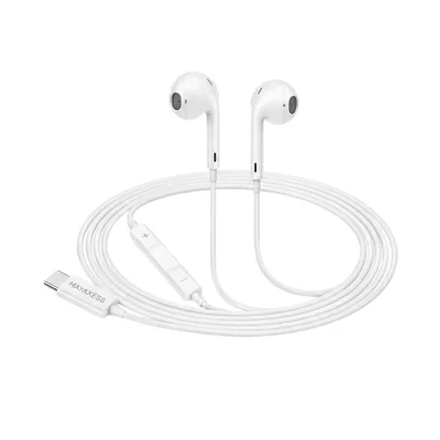 MAYAXESS Ecouteurs Filaires USB-C avec Micro int&eacute;gr&eacute; pour Samsung Galaxy S20 Blanc