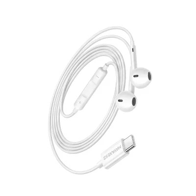 MAYAXESS Ecouteurs Filaires USB-C avec Microphone int&eacute;gr&eacute; pour Xiaomi Poco F7 Blanc