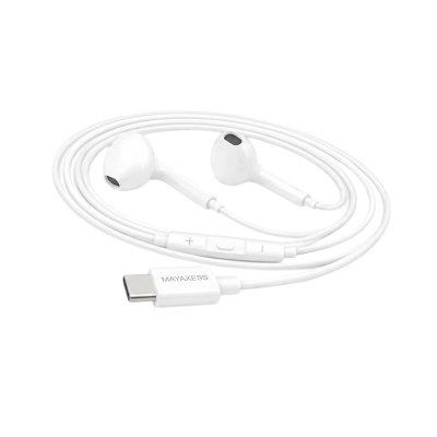 MAYAXESS Ecouteurs filaires USB-C  pour Galaxy S23 Blanc