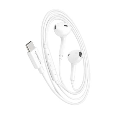 MAYAXESS Ecouteurs filaires USB-C  pour Galaxy S23 Ultra Blanc