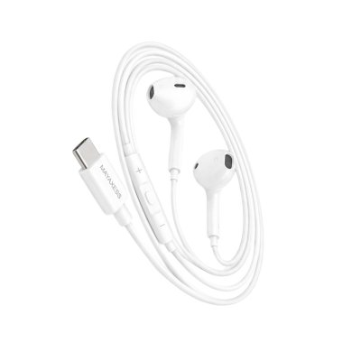 MAYAXESS Ecouteurs filaires USB-C  pour iPhone 16e Blanc