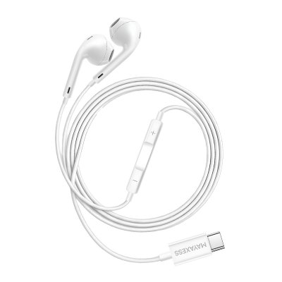 MAYAXESS Ecouteurs filaires USB-C  pour Oppo Reno 14 Blanc