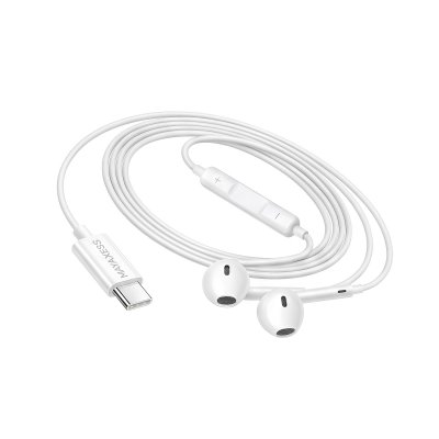 MAYAXESS Ecouteurs filaires USB-C  pour Xiaomi 15 Pro Blanc