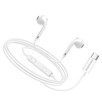 MAYAXESS Ecouteurs Filaires USB-C pour Galaxy A57 avec Microphone int&eacute;gr&eacute; Blanc