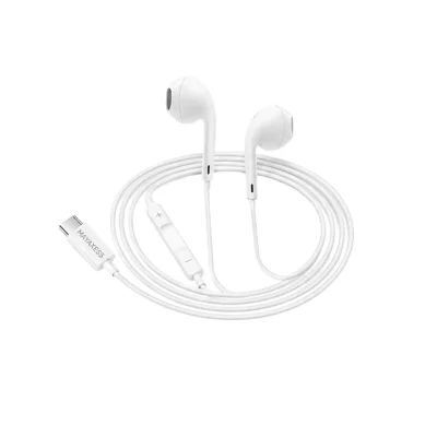 MAYAXESS Ecouteurs Filaires USB-C pour Galaxy S22 avec Micro int&eacute;gr&eacute; Blanc