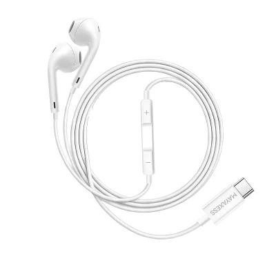 MAYAXESS Ecouteurs Filaires USB-C pour Honor Magic 7 Pro avec Microphone int&eacute;gr&eacute; Blanc