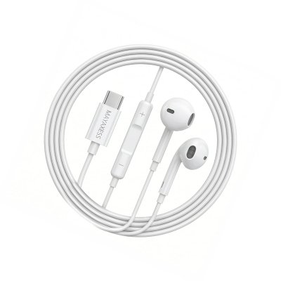 MAYAXESS Ecouteurs Filaires USB-C pour Samsung Galaxy A36 avec Micro int&eacute;gr&eacute; Blanc