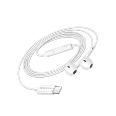 MAYAXESS Ecouteurs Filaires USB-C pour Xiaomi 14T Pro avec Micro int&eacute;gr&eacute; Blanc