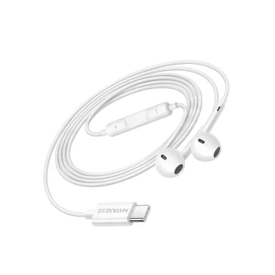 MAYAXESS Ecouteurs Filaires USB-C pour Xiaomi 15 Ultra avec Micro int&eacute;gr&eacute; Blanc