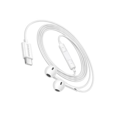 MAYAXESS Ecouteurs Filaires USB-C pour Xiaomi 15T Pro avec Micro Blanc