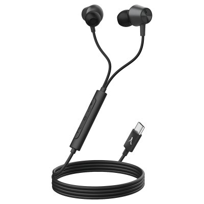 AKASHI &Eacute;couteurs Filaires USB-C R&eacute;duction de Bruit Micro T&eacute;l&eacute;commande  Noir 