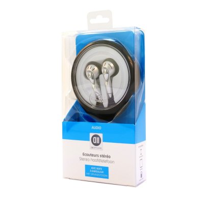 D2 DIFFUSION ***Ecouteurs Jack 3.5mm Bo&icirc;te &agrave; enrouleur - 1.10 m Fiches Or  - Neuf