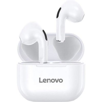LENOVO Ecouteurs LP40 Sans Fil Bluetooth Avec Contr&ocirc;le Tactile et Etui de Chargement de 230mAh Blanc
