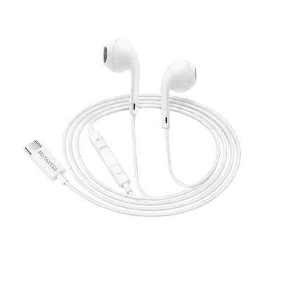 MAYAXESS Ecouteurs pour Galaxy S22 Plus Filaires USB-C avec Micro int&eacute;gr&eacute; Blanc