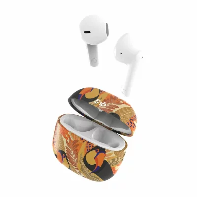 TNB &Eacute;couteurs Sans Fil avec &Eacute;tui de Charge T'NB TOUCAN Jaune Orange