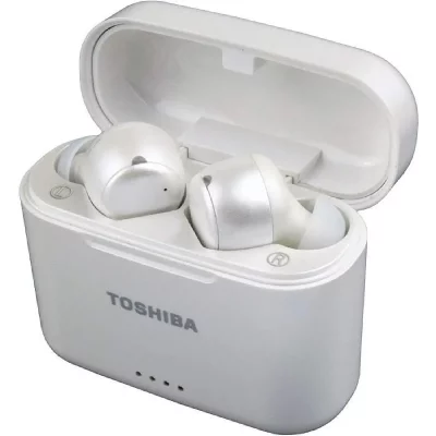 TOSHIBA Ecouteurs True Wireless Waterproof HD  RZE-BT1050 White Pearl avec powercase - Neuf