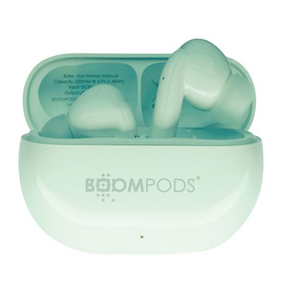 BOOMPODS Ecouteurs TWS Bluetooth 5.3 Extra Bass Mod&egrave;le EchoBuds Vert Menthe