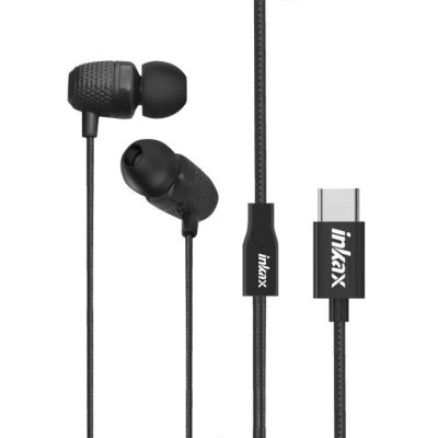 INKAX Ecouteurs USB-C Filaires Kit Main Libre Bouton Multifonction 1.2m Noir