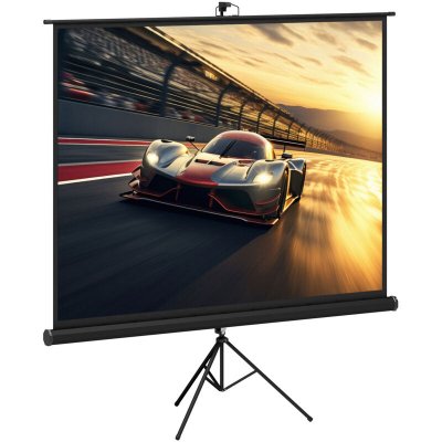 HOMCOM &Eacute;cran de projection 100 pouces 4K HD 4:3 support tr&eacute;pied hauteur r&eacute;glable noir 