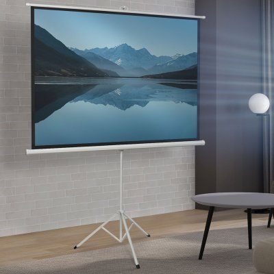 IDMARKET Ecran de projection 84 pouces avec support tr&eacute;pied hauteur r&eacute;glable